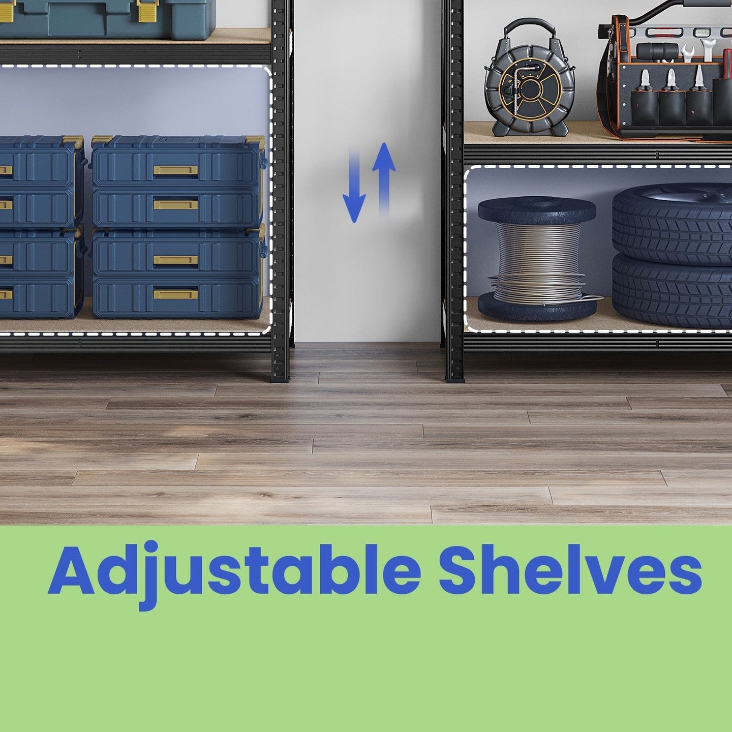Garage Storage Shelving - Metal - Black - Adjustable 5-Tier Unit