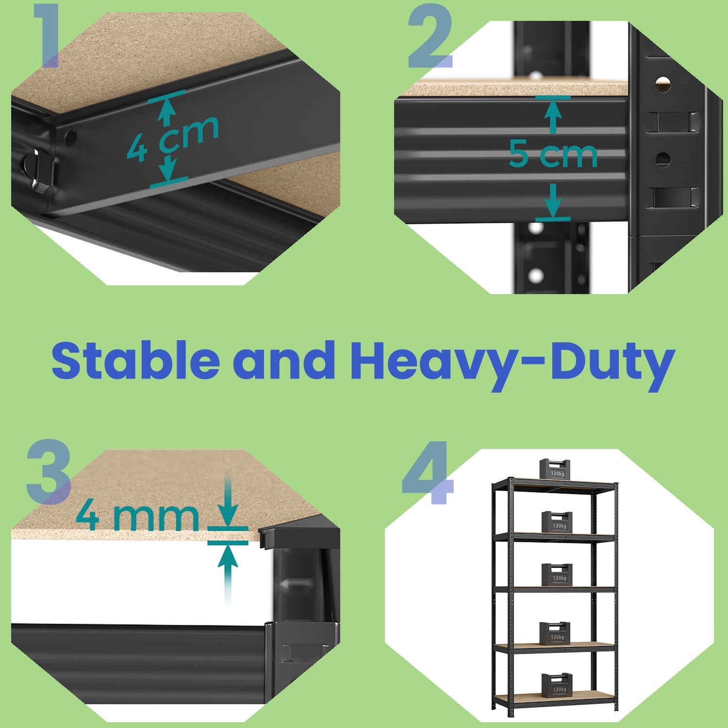Garage Storage Shelving - Metal - Black - Adjustable 5-Tier Unit