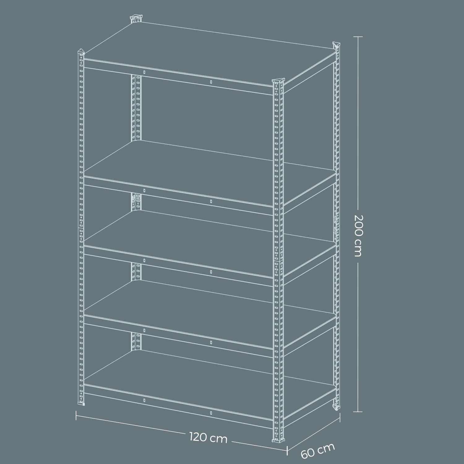 5-Tier Storage Shelving Unit - Metal - Brown and Black - Adjustable