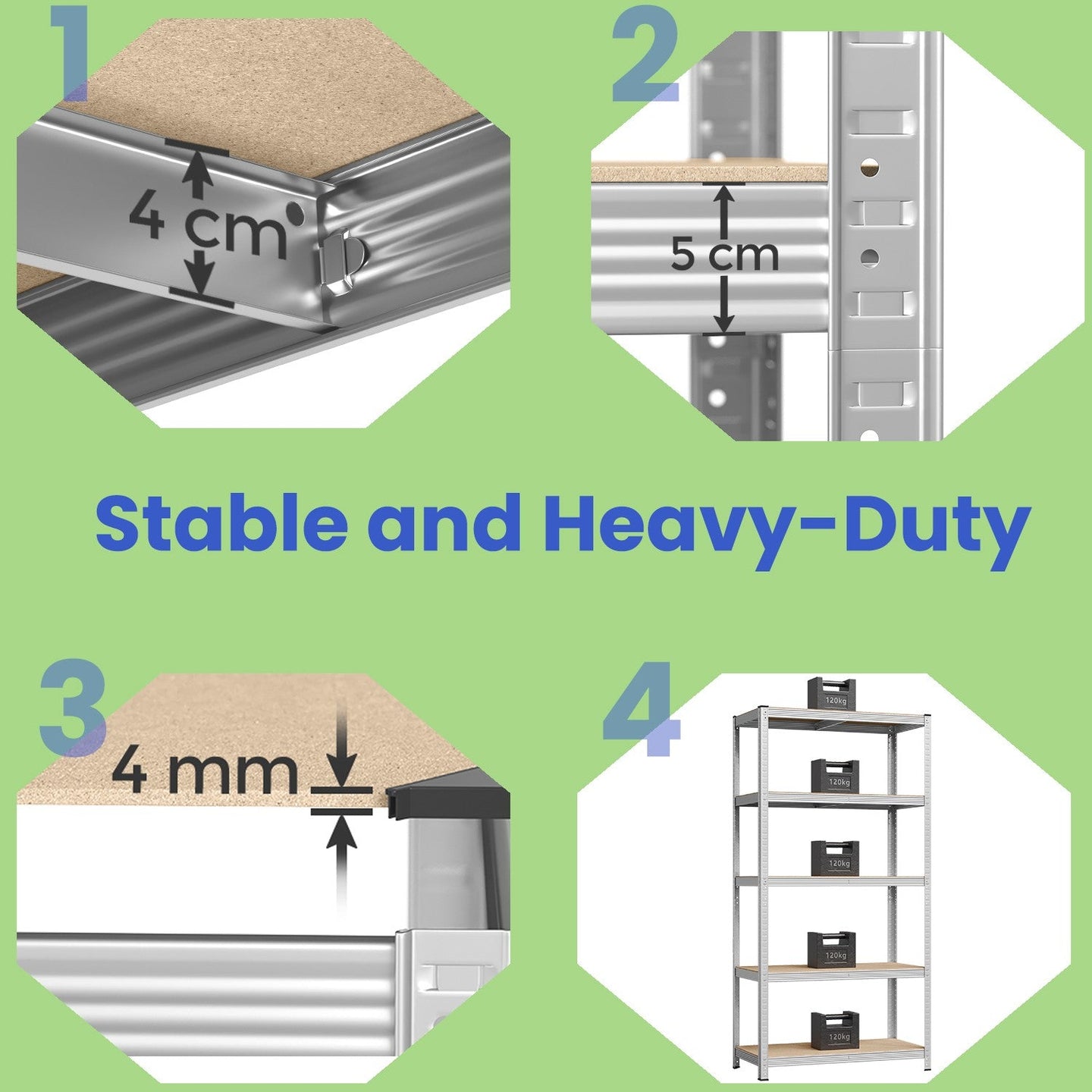 Storage Shelving Unit - Metal - Silver - 5-Tier