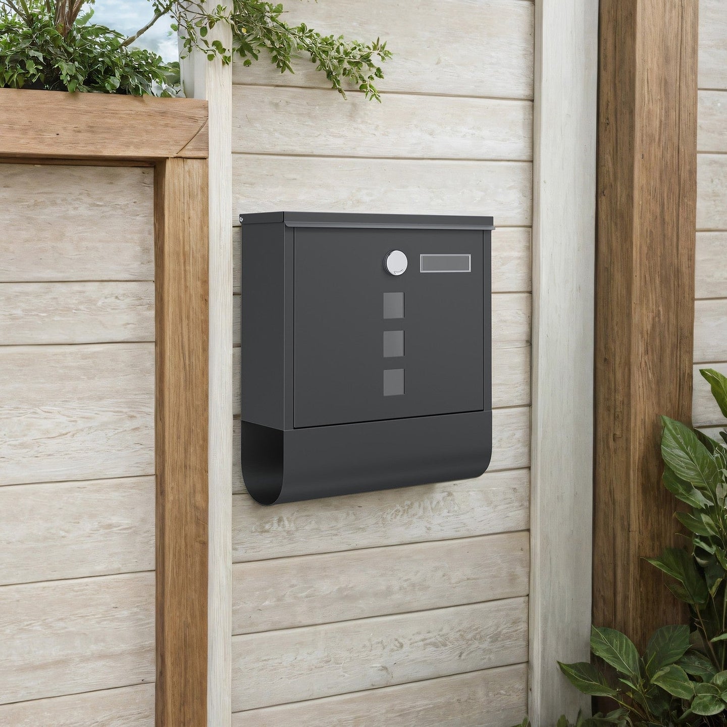 Wall Mounted Mailbox - Metal - Ink Black - With Lock