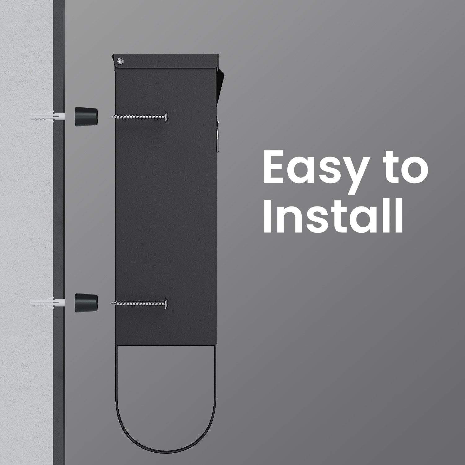 Wall Mounted Mailbox - Metal - Ink Black - With Lock