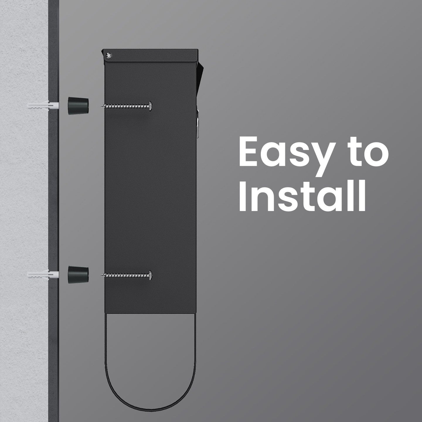 Wall Mounted Mailbox - Metal - Ink Black - With Lock