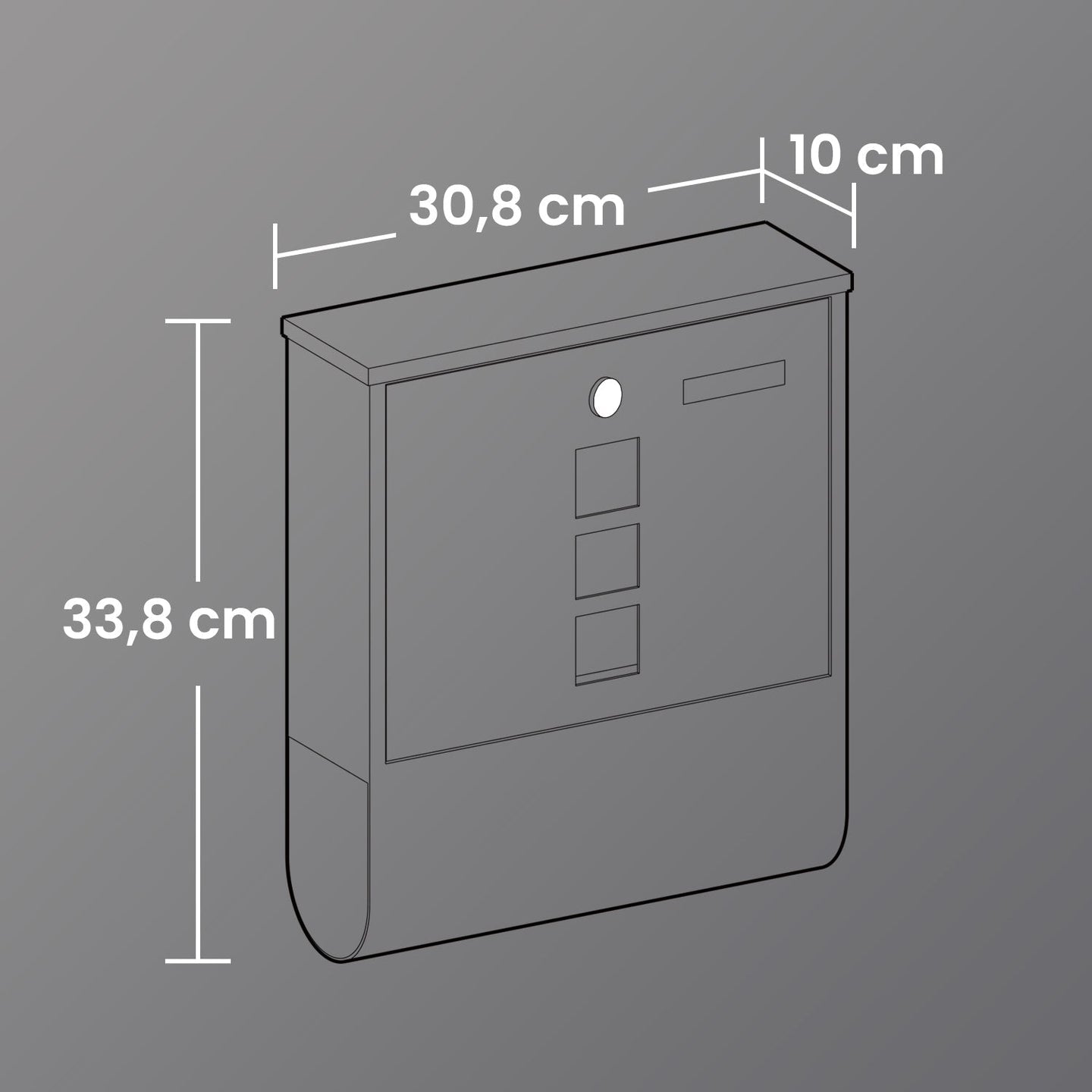 Wall Mounted Mailbox - Metal - Ink Black - With Lock