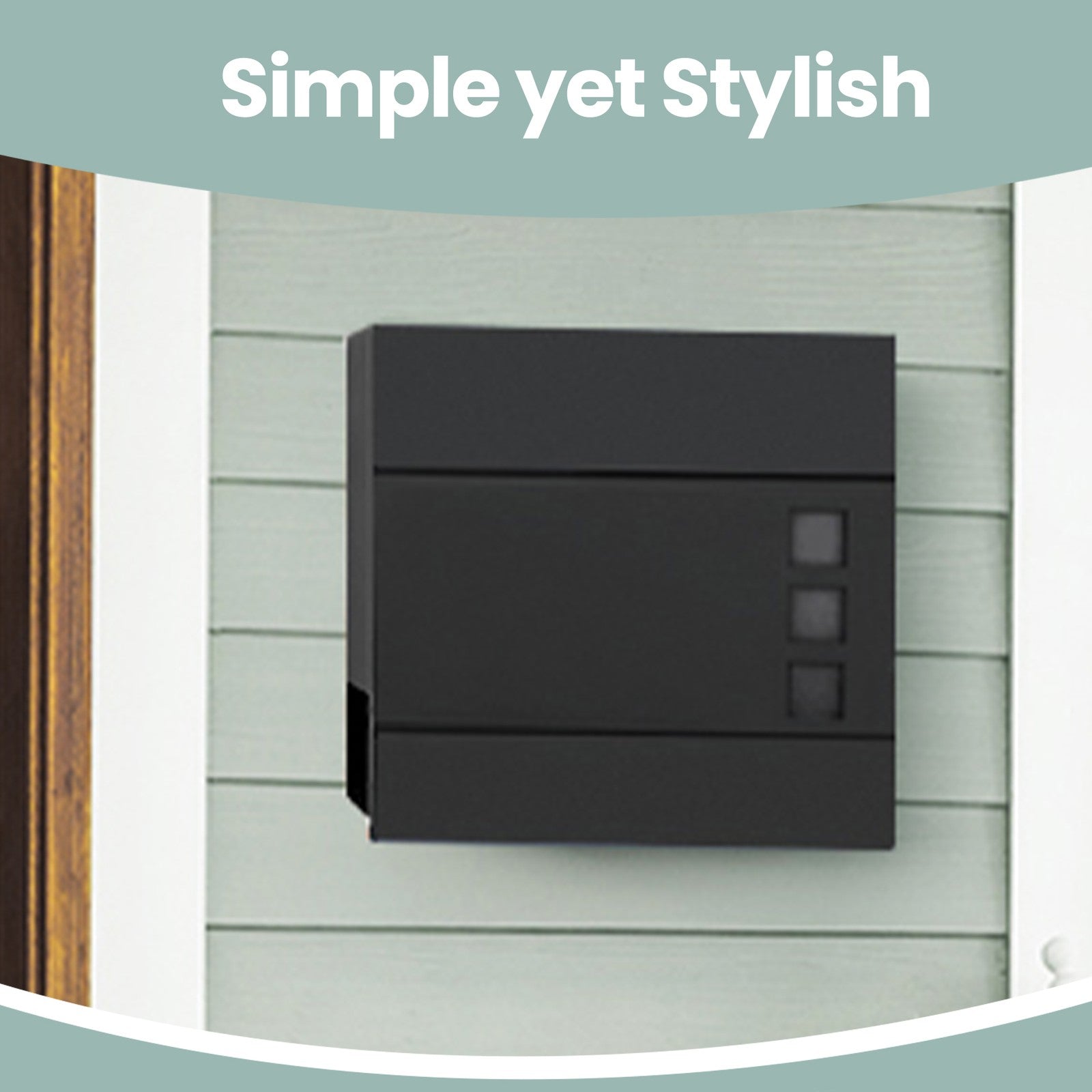 Lockable Wall-Mounted Mailbox - Metal - Black - Includes Newspaper Holder