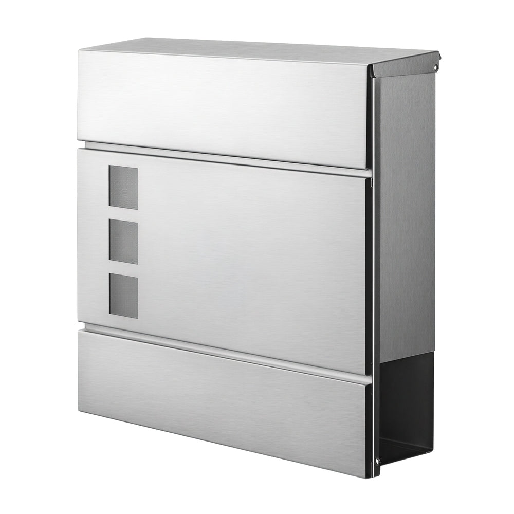 Large Mailbox - Stainless Steel - Silver - with Lock