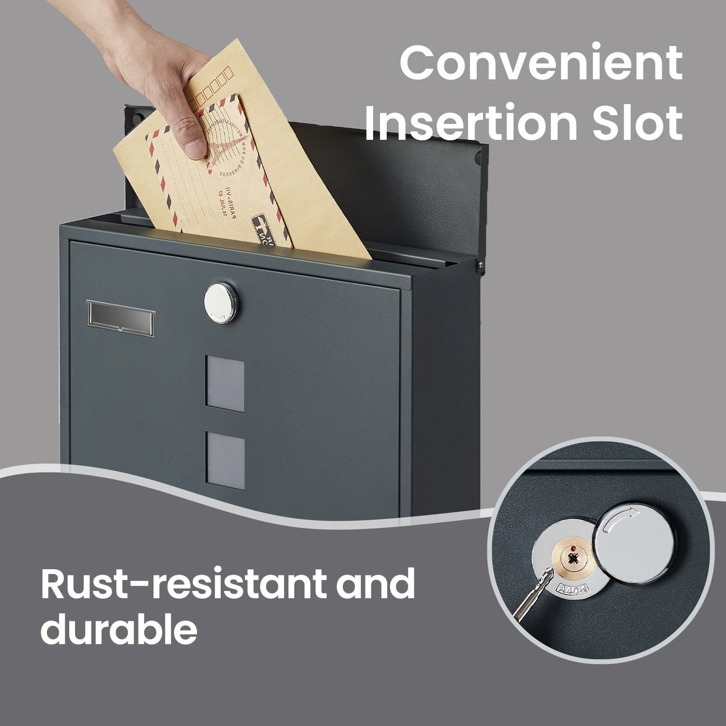Mailbox - Copper Lock Cylinder - Anthracite Grey