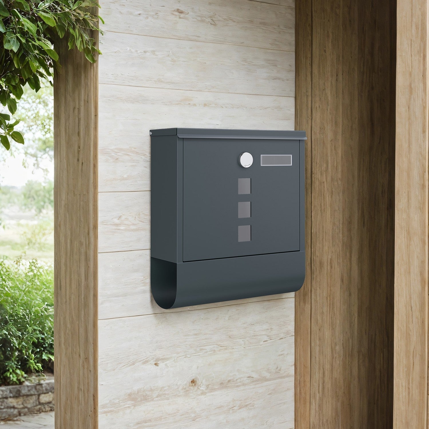 Wall Mounted Mailbox - Metal - Anthracite Grey - Copper Lock Cylinder with Newspaper Holder