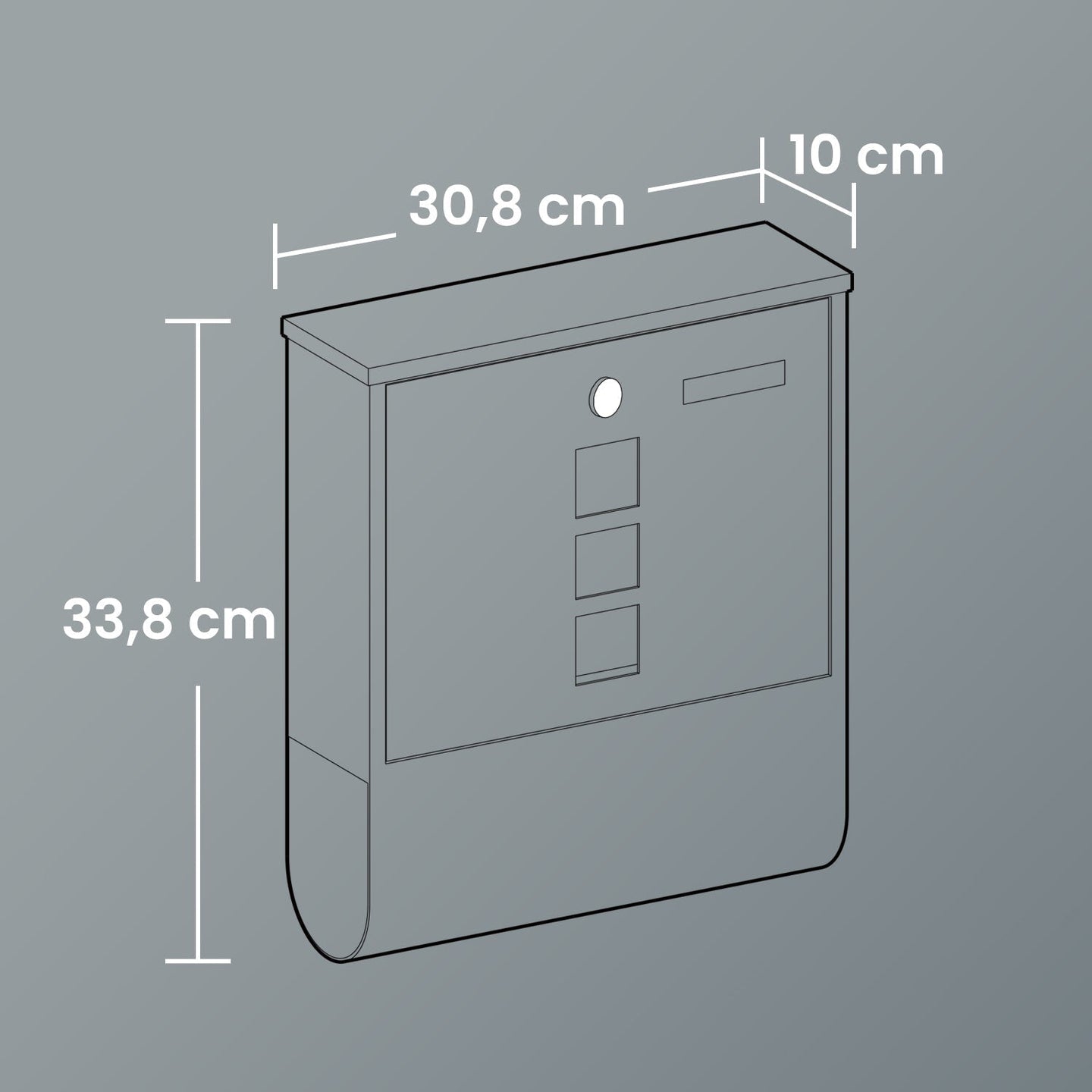 Wall Mounted Mailbox - Metal - Anthracite Grey - Copper Lock Cylinder with Newspaper Holder