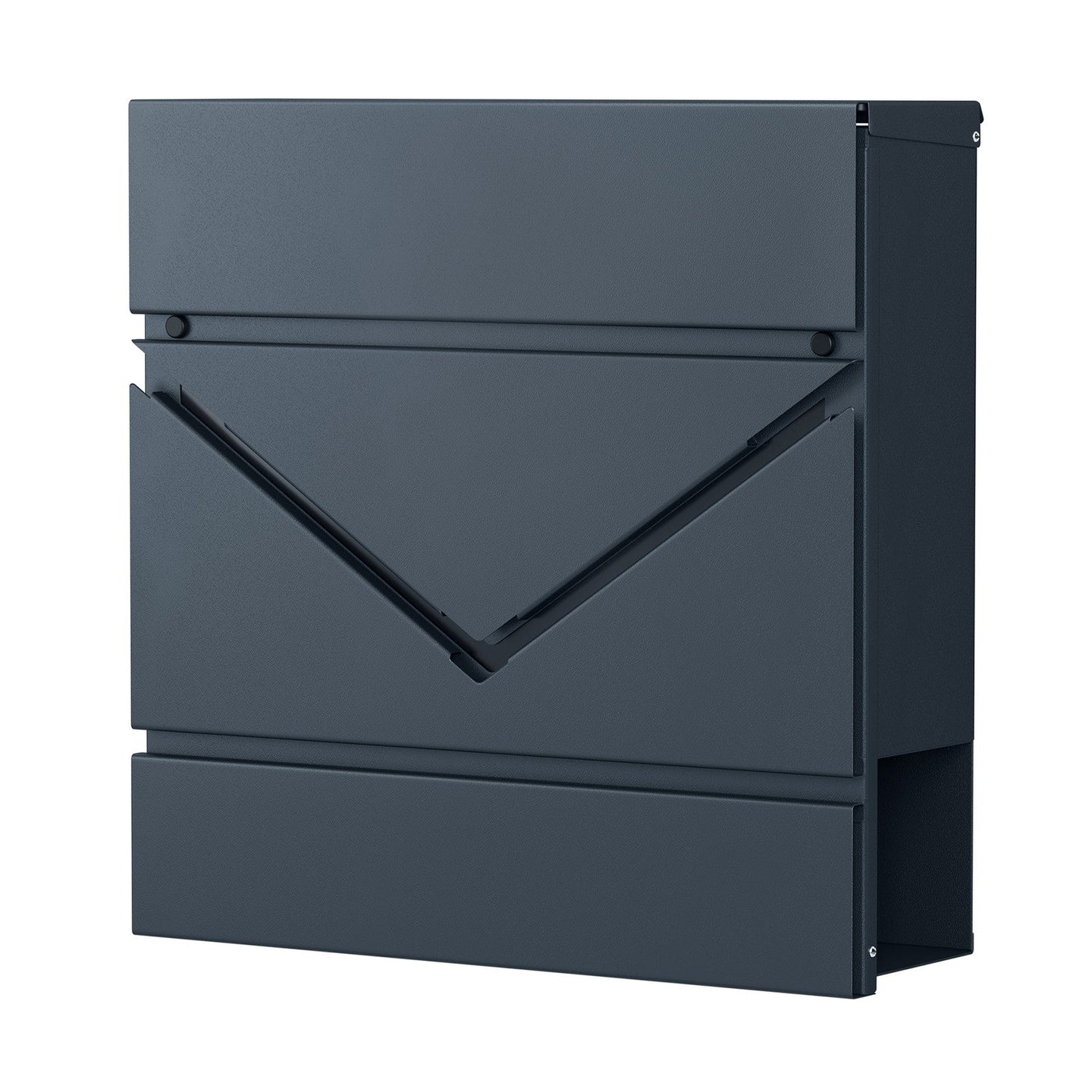 Lockable Wall-Mounted Mailbox - Metal - Anthracite Grey - Includes Newspaper Holder