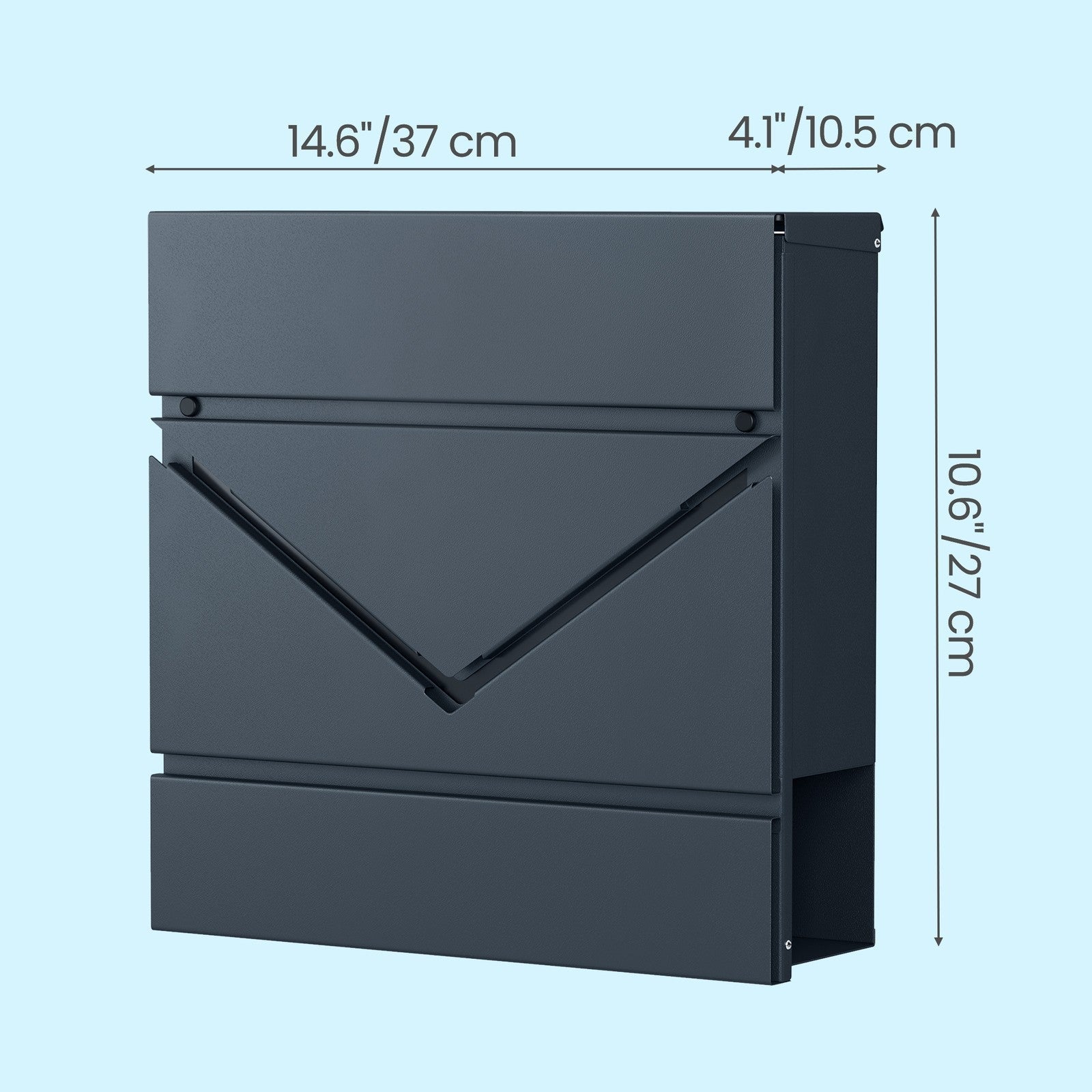 Lockable Wall-Mounted Mailbox - Metal - Anthracite Grey - Includes Newspaper Holder