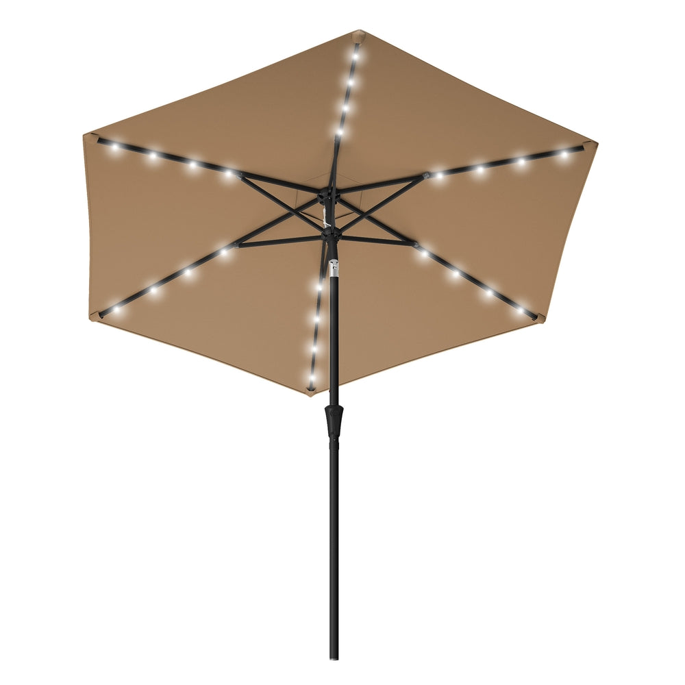 Outdoor Patio Sun Umbrella - 2.7m - Steel Frame - Solar-Powered LED Lights