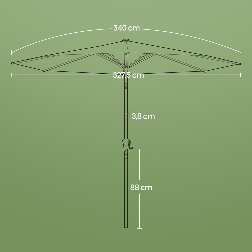 Patio Sun Umbrella - 3.4m - Polyester - UPF 50+