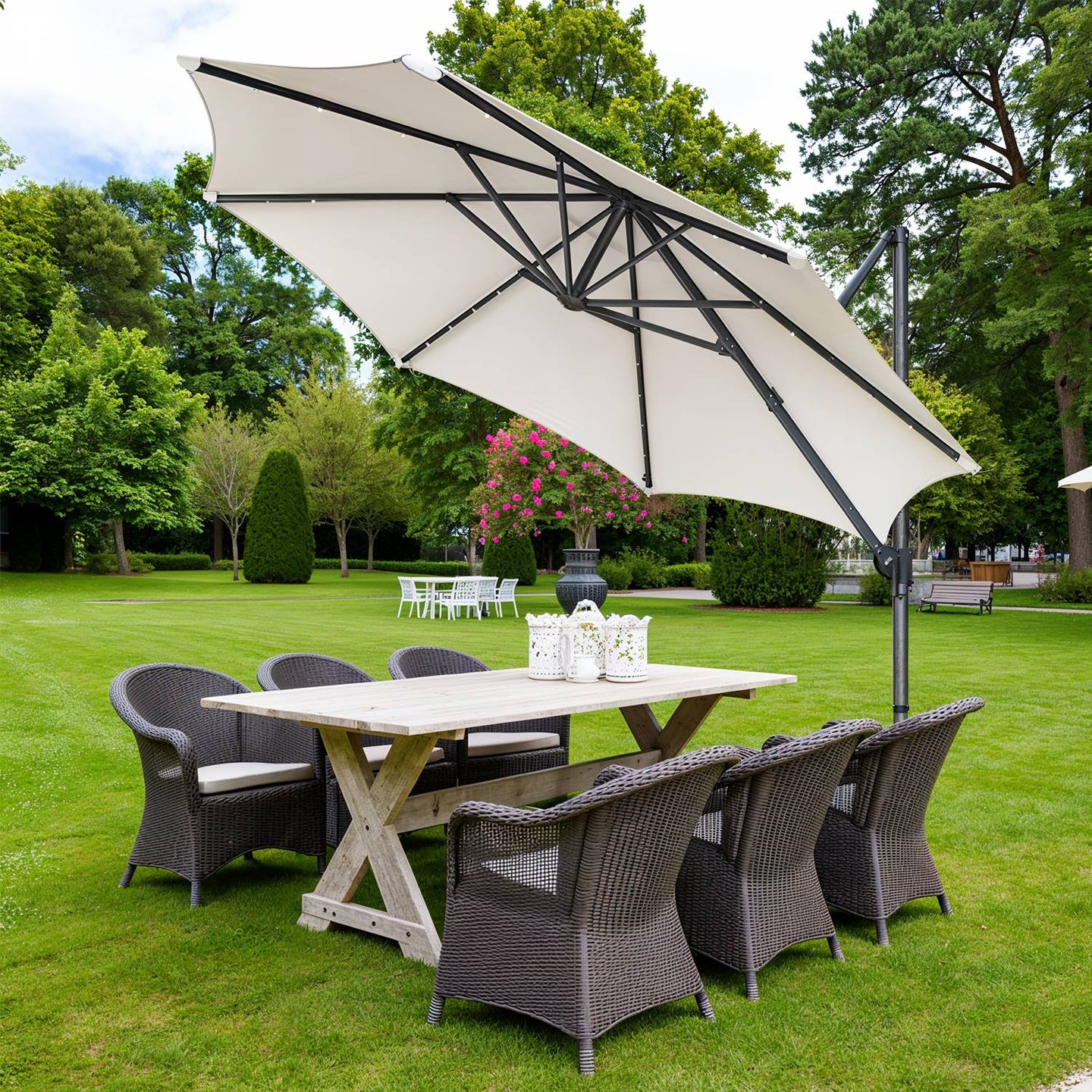 Patio Parasol - Fabric - Dove Grey - 3 m