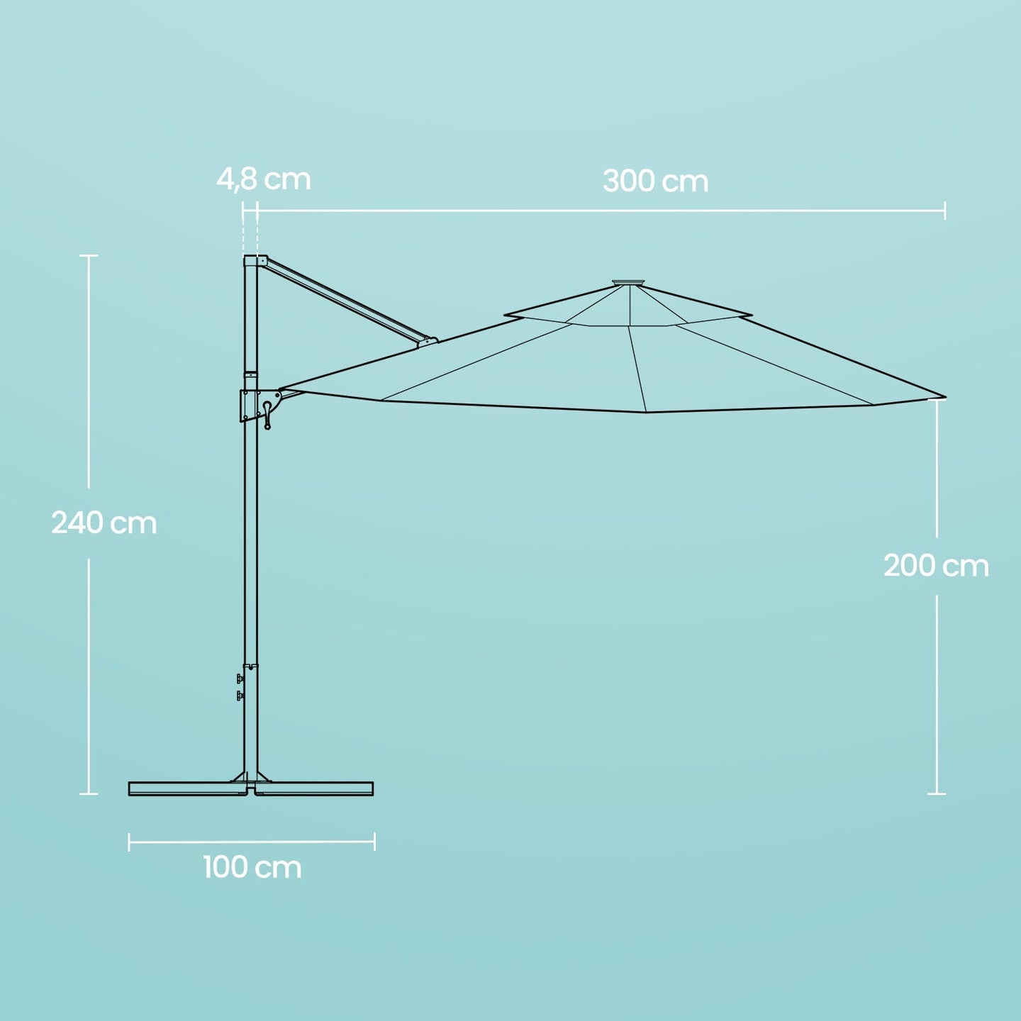 Patio Parasol - Fabric - Dove Grey - 3 m