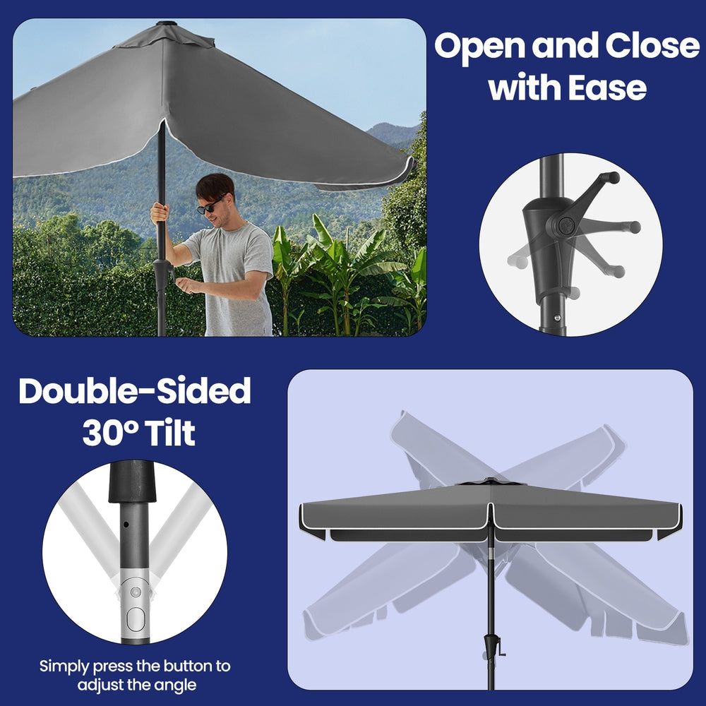 Patio Umbrella - 2 x 1.5m - Steel Frame - UPF 50+