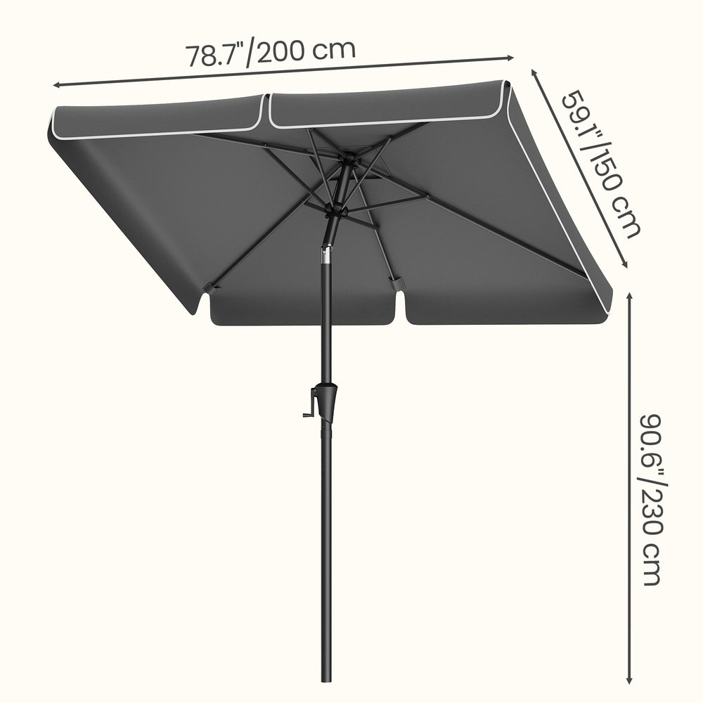 Patio Umbrella - 2 x 1.5m - Steel Frame - UPF 50+