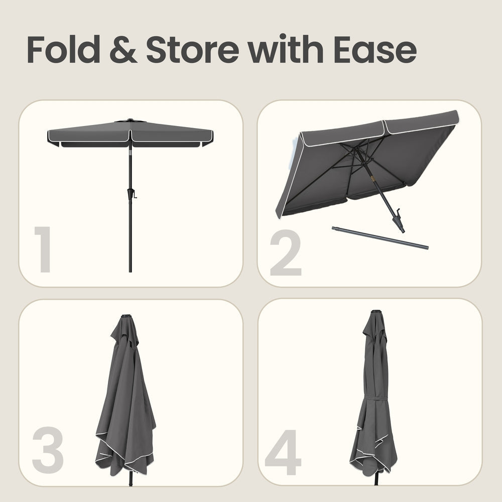 Patio Umbrella - 2 x 1.5m - Steel Frame - UPF 50+