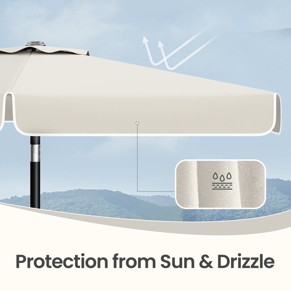 Rectangular Patio Umbrella - 2 x 1.5 m - Steel Frame - UPF 50+ Protection