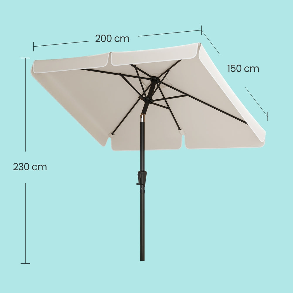 Rectangular Patio Umbrella - 2 x 1.5 m - Steel Frame - UPF 50+ Protection