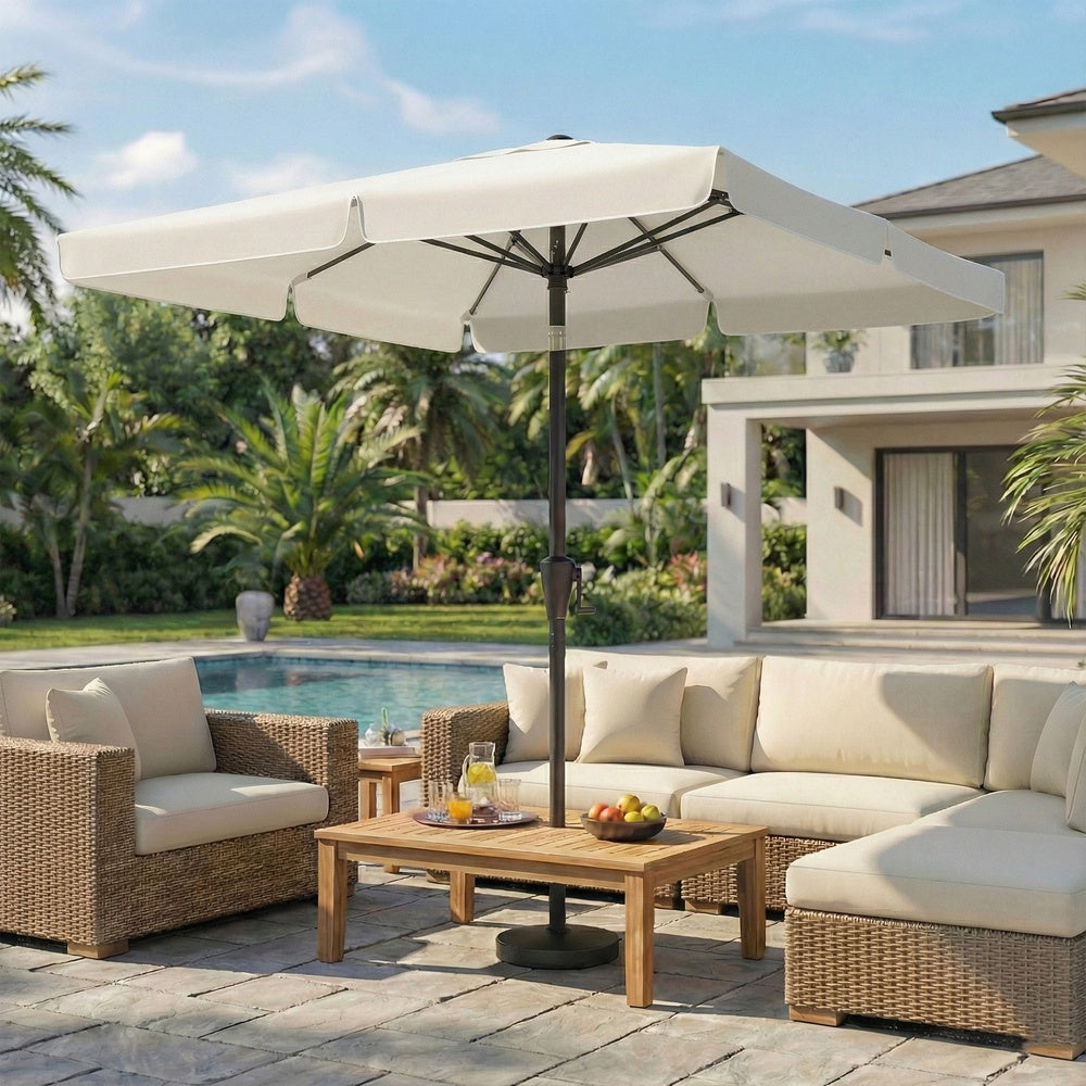 Rectangular Patio Umbrella - 2 x 1.5 m - Steel Frame - UPF 50+ Protection
