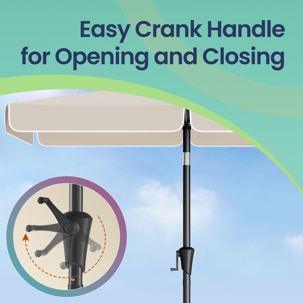Rectangular Patio Umbrella - 2 x 1.5 m - Steel Frame - UPF 50+ Protection