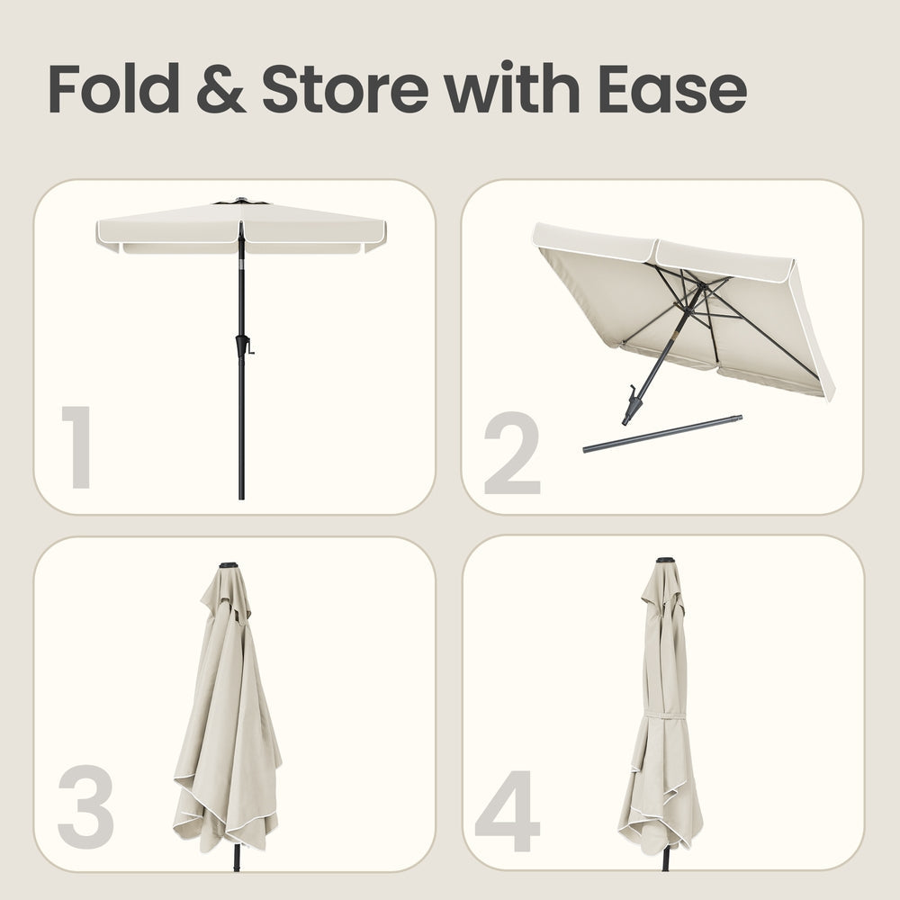 Rectangular Patio Umbrella - 2 x 1.5 m - Steel Frame - UPF 50+ Protection