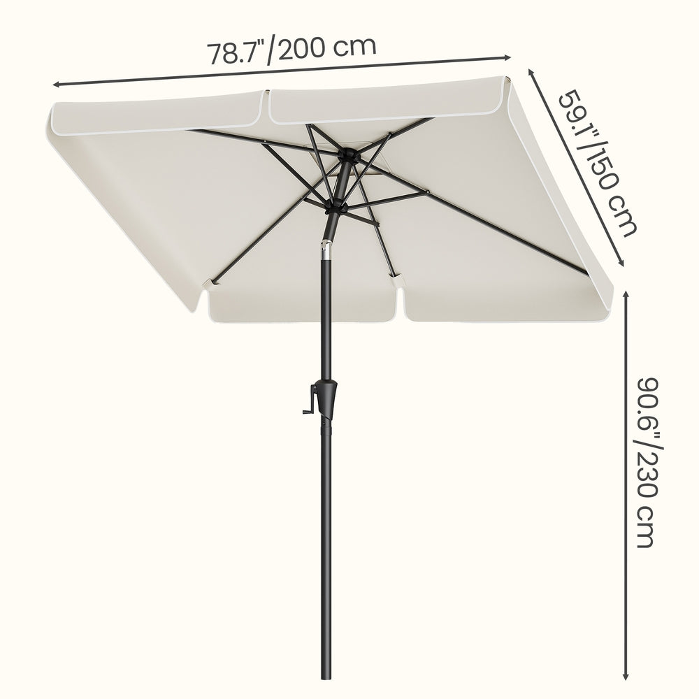 Rectangular Patio Umbrella - 2 x 1.5 m - Steel Frame - UPF 50+ Protection