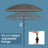Garden Umbrella - Fabric - Grey - Height Adjustable with 30° Tilt and Portable Carry Bag