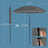 Garden Umbrella - Fabric - Grey - Height Adjustable with 30° Tilt and Portable Carry Bag