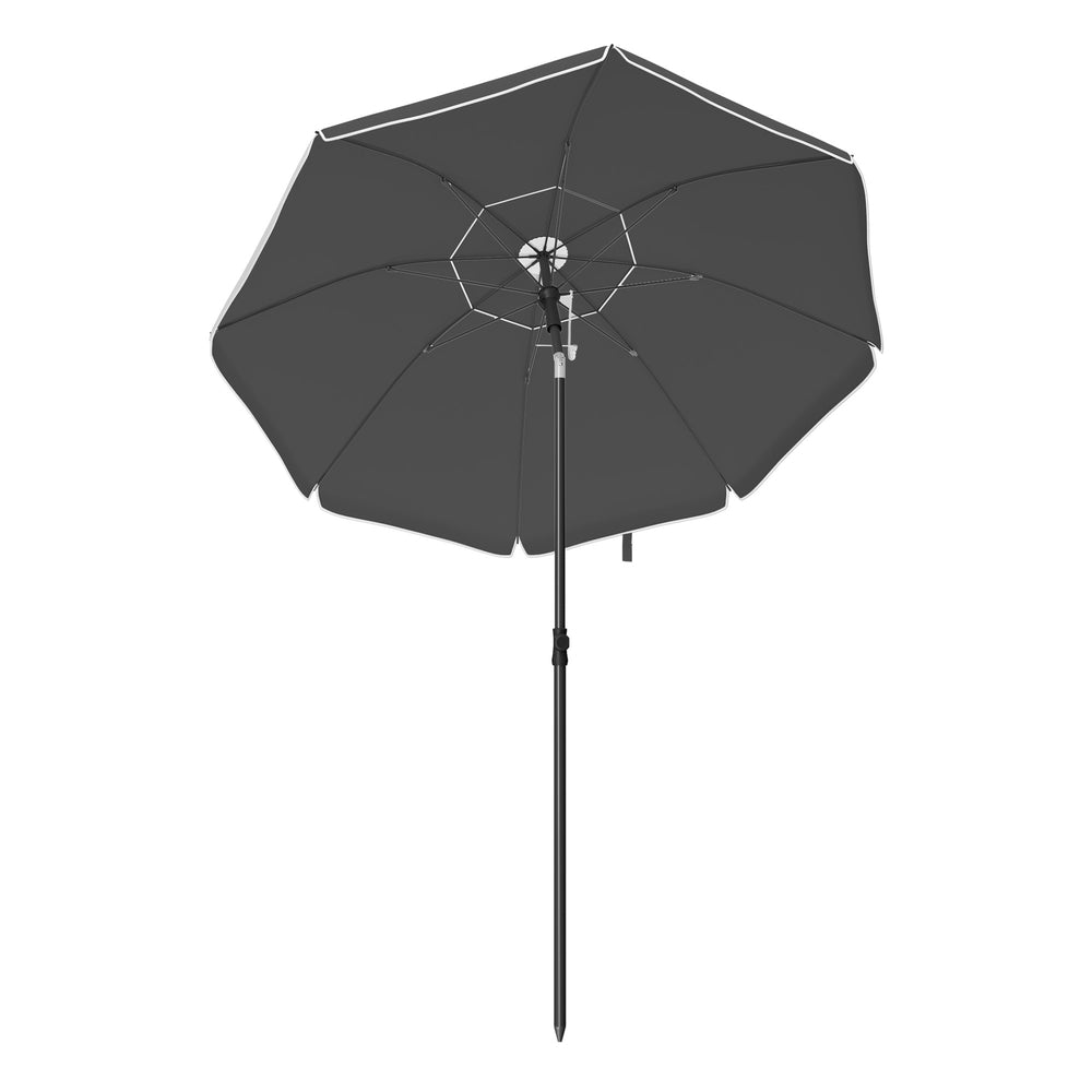 Outdoor Sun Umbrella - Metal Pole and Fibreglass Ribs - Grey