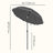 Outdoor Sun Umbrella - Metal Pole and Fibreglass Ribs - Grey