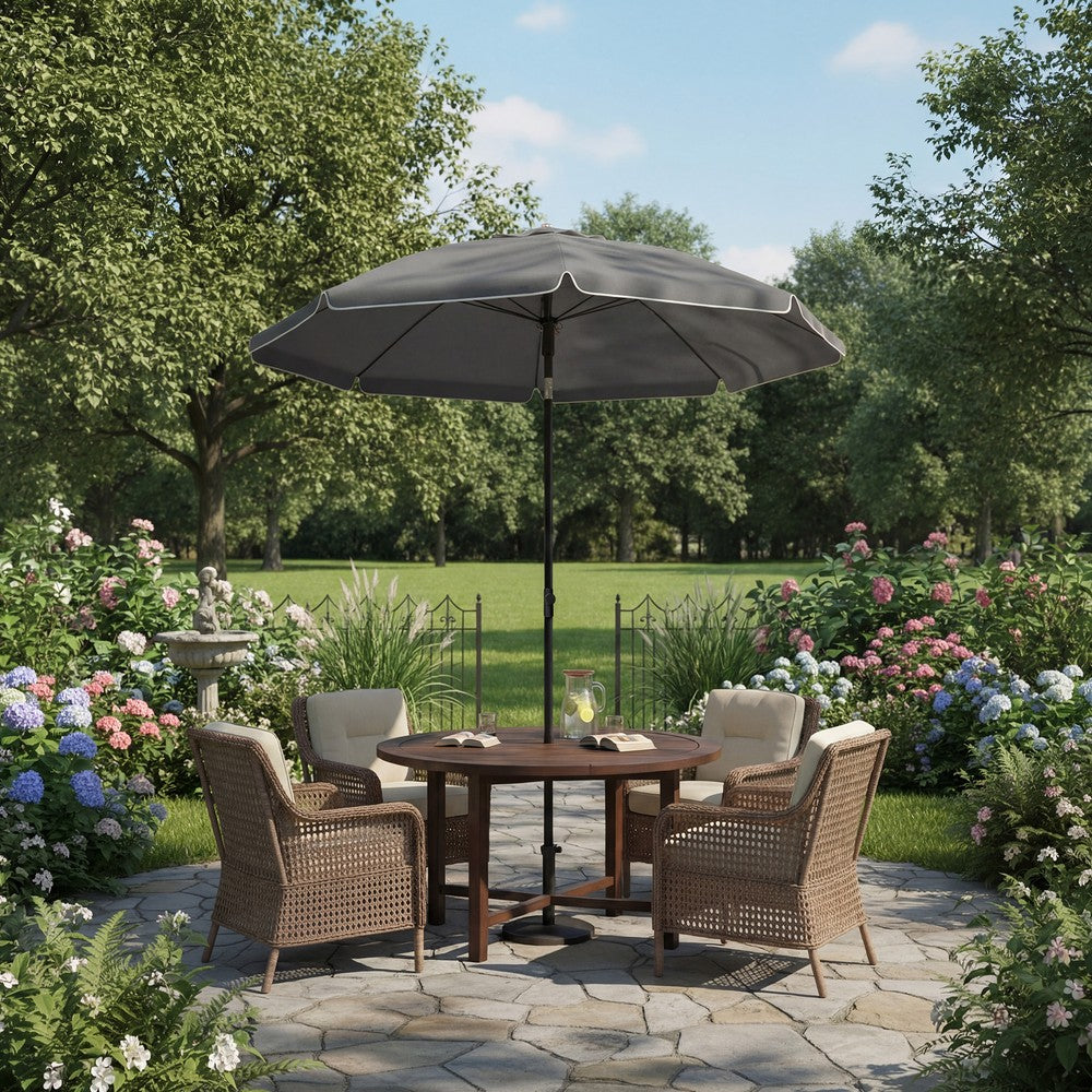 Outdoor Sun Umbrella - Metal Pole and Fibreglass Ribs - Grey