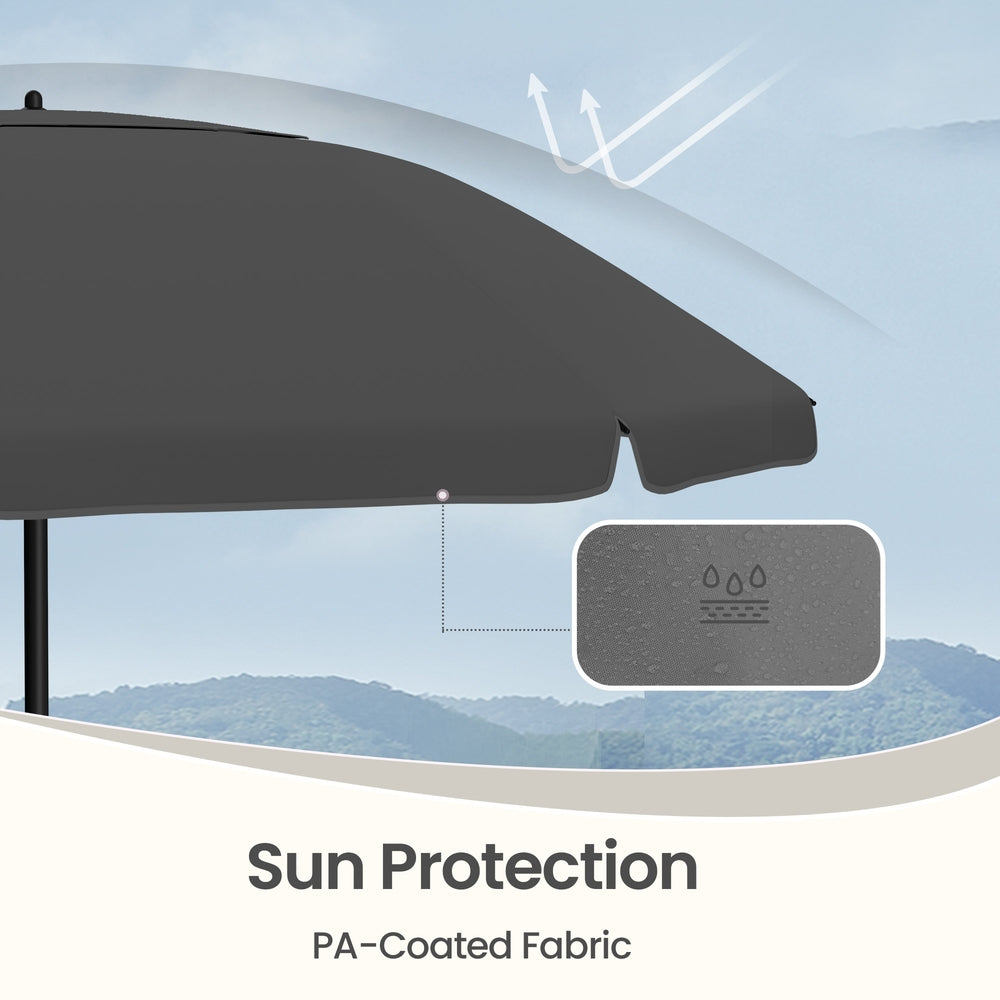 Outdoor Sun Umbrella - Metal Pole and Fibreglass Ribs - Grey
