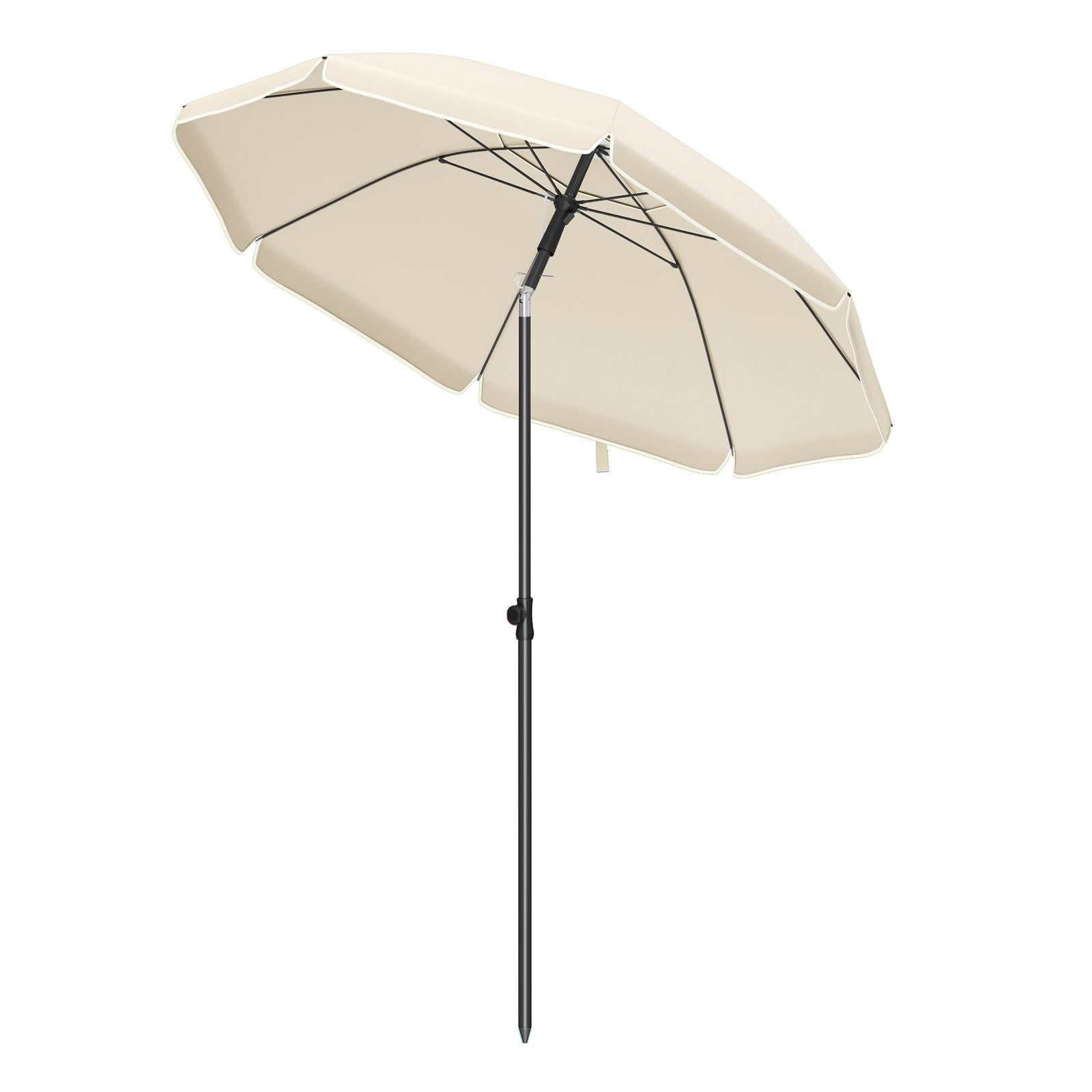 Outdoor Patio Umbrella - Metal Pole and Fibreglass Ribs - Beige
