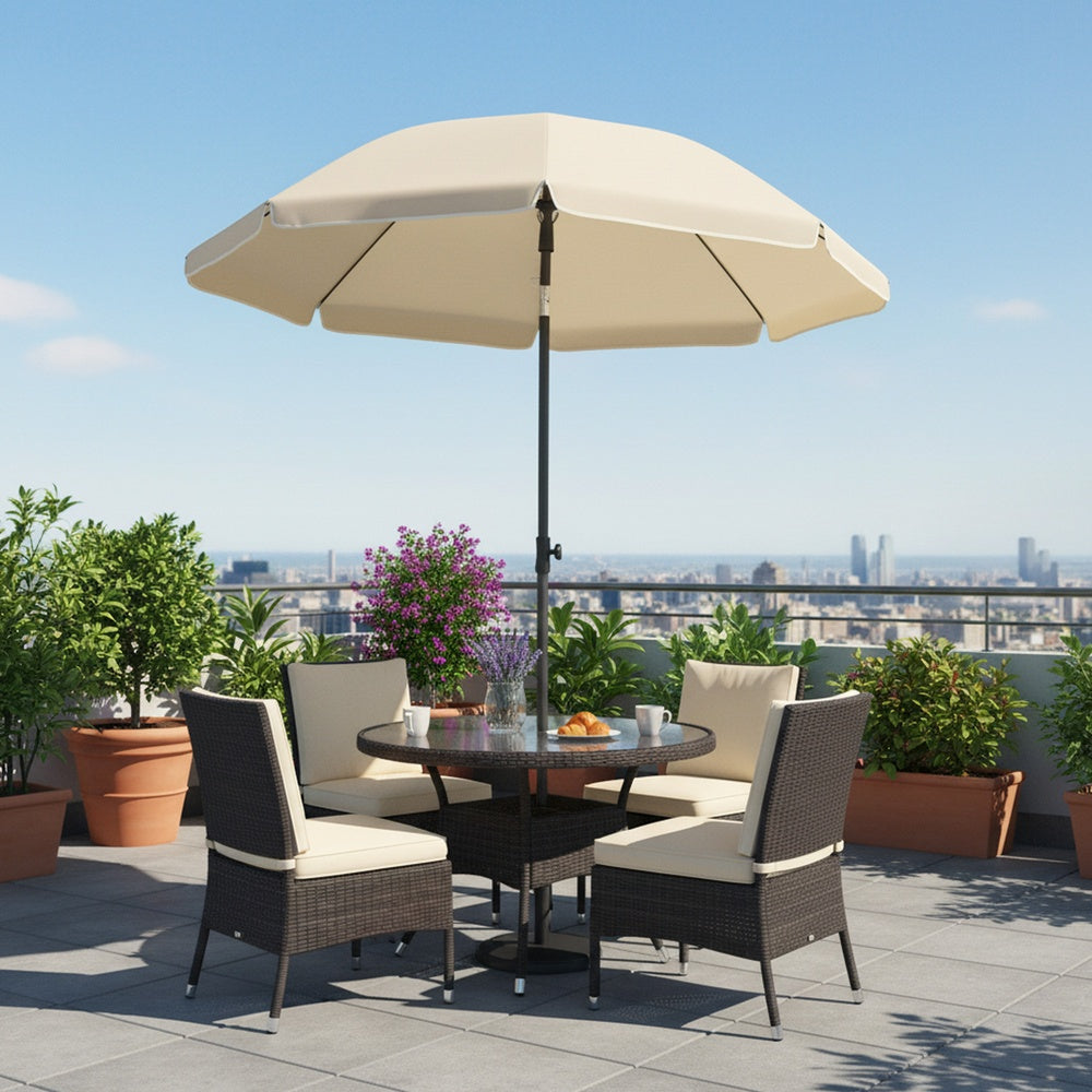 Outdoor Patio Umbrella - Metal Pole and Fibreglass Ribs - Beige