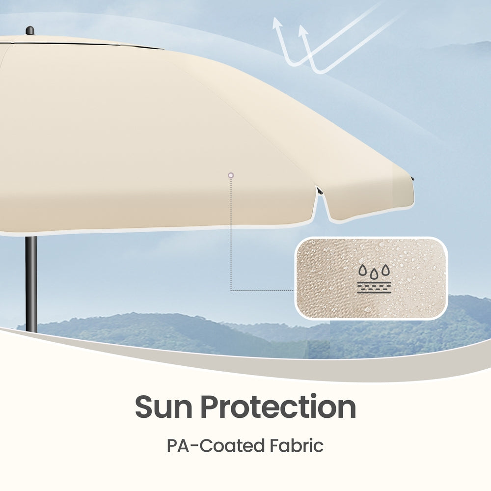 Outdoor Patio Umbrella - Metal Pole and Fibreglass Ribs - Beige