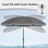 Outdoor Sun Umbrella - Metal Pole and Fibreglass Ribs - Grey