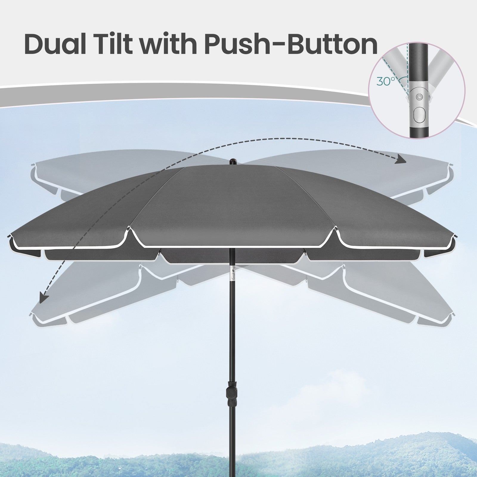 Outdoor Sun Umbrella - Metal Pole and Fibreglass Ribs