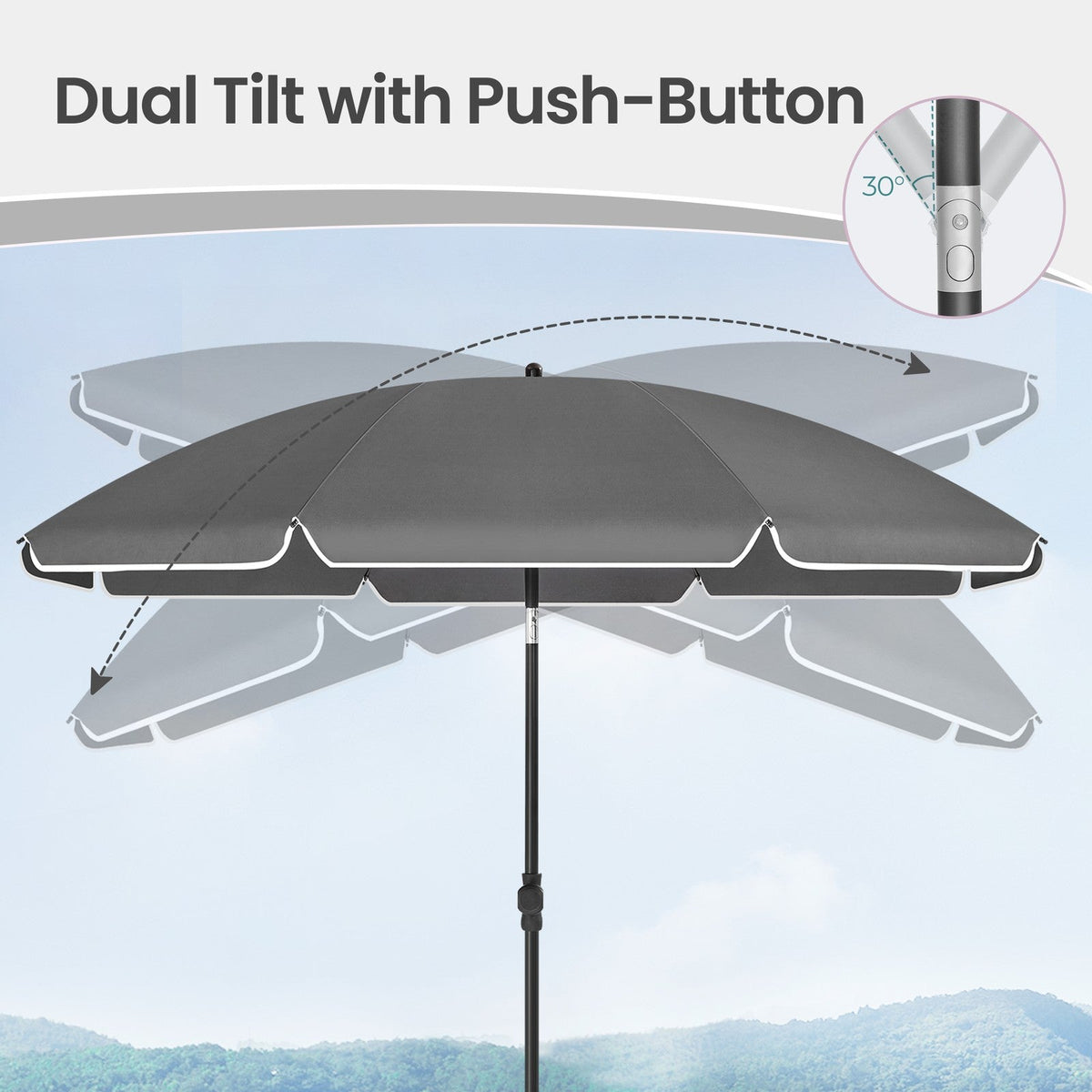 Outdoor Sun Umbrella - Metal Pole and Fibreglass Ribs