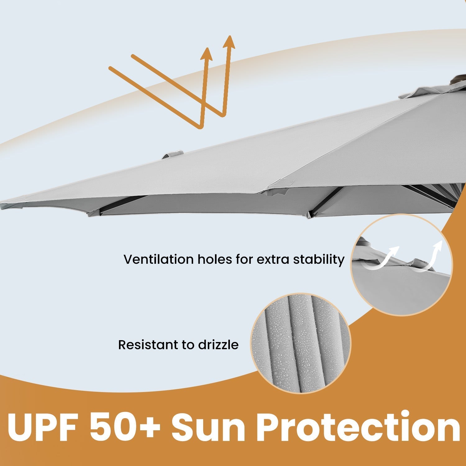 Cantilever Umbrella - Fabric - Dove Gray - 360° Rotatable