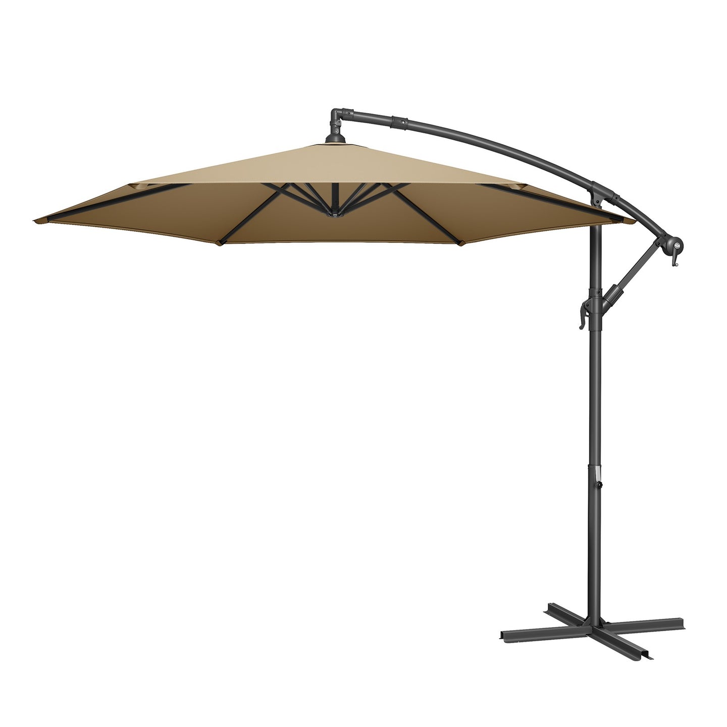 Outdoor Patio Umbrella - Powder-Coated Metal Pole - Taupe - with Crank