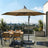 Outdoor Patio Umbrella - Powder-Coated Metal Pole - Taupe - with Crank