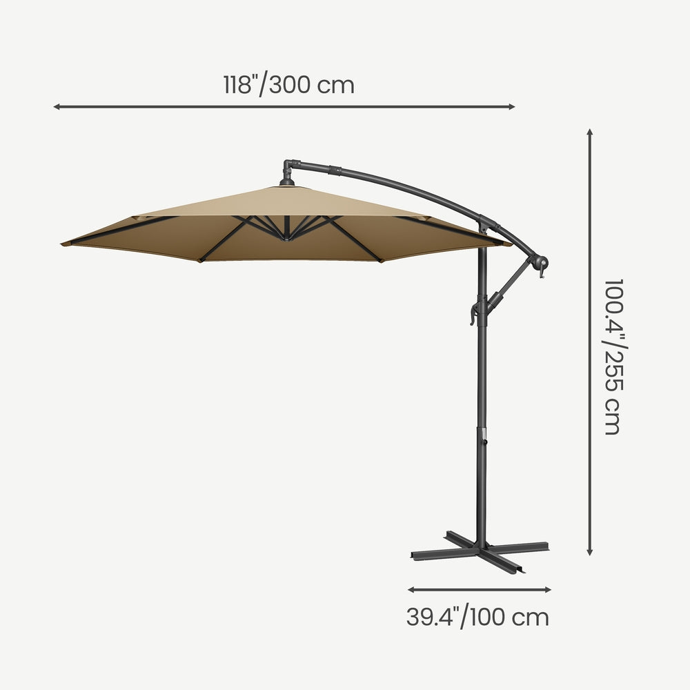 Outdoor Patio Umbrella - Powder-Coated Metal Pole - Taupe - with Crank