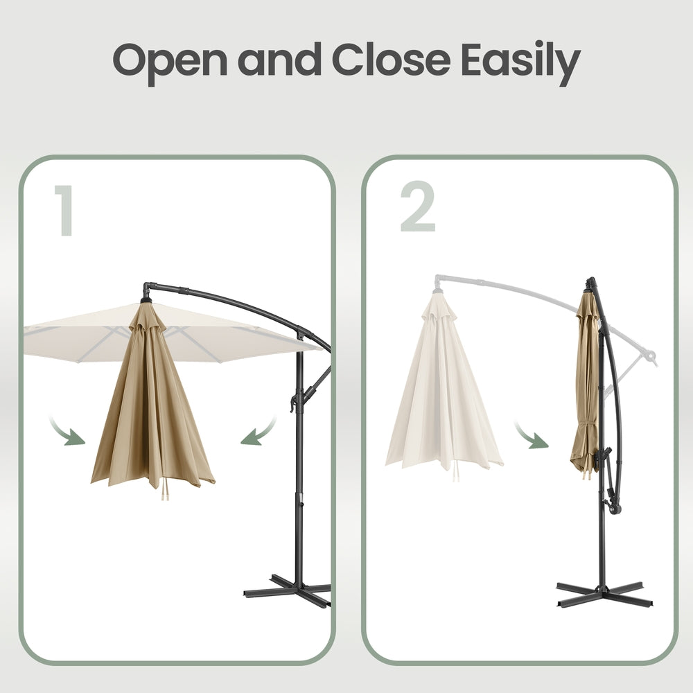 Outdoor Patio Umbrella - Powder-Coated Metal Pole - Taupe - with Crank