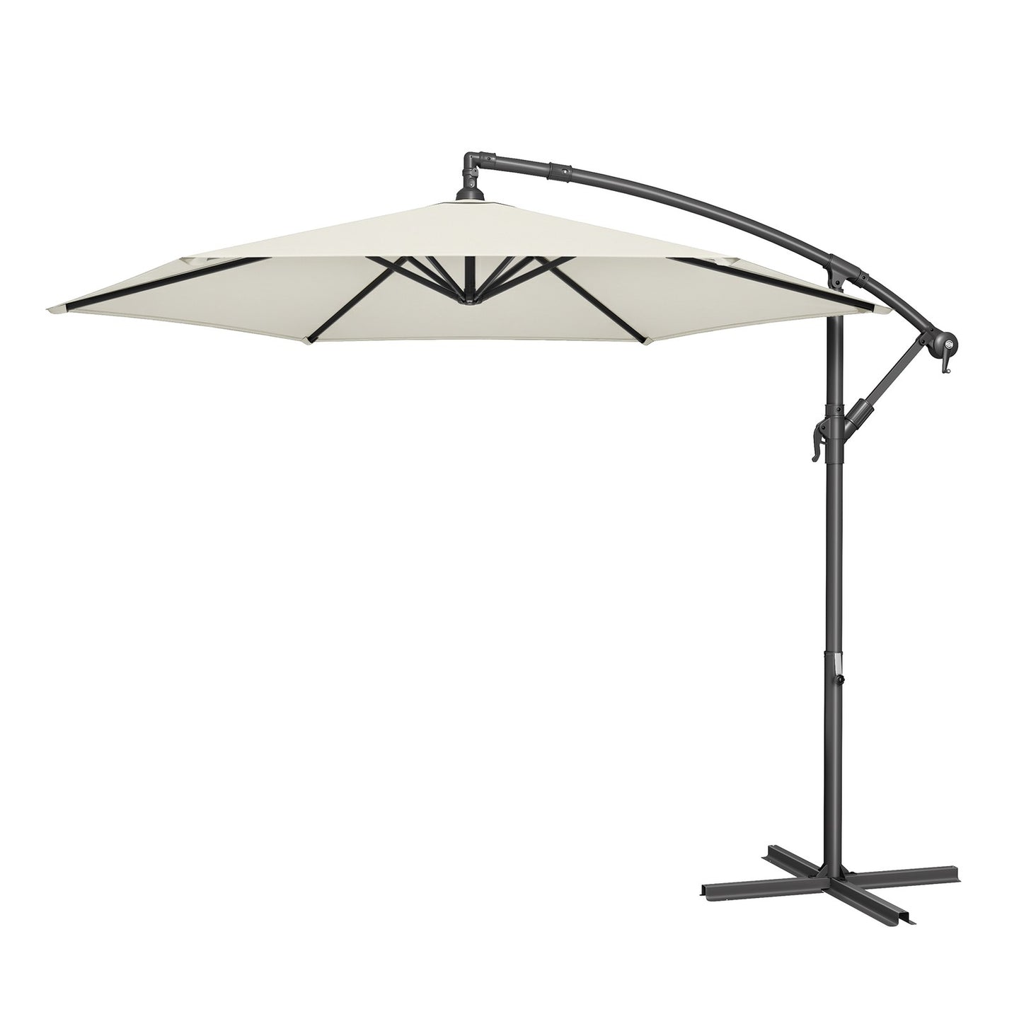 Outdoor Patio Umbrella - Powder-Coated Metal Pole - Beige - with Crank