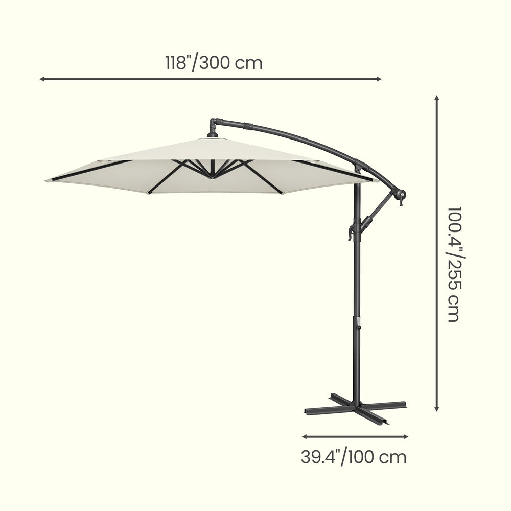 Outdoor Patio Umbrella - Powder-Coated Metal Pole - Beige - with Crank