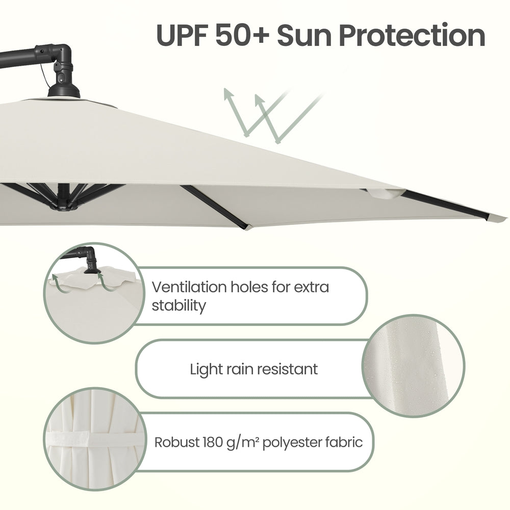 Outdoor Patio Umbrella - Powder-Coated Metal Pole - Beige - with Crank