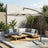 Outdoor Patio Umbrella - Powder-Coated Metal Pole - Beige - with Crank