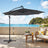 Cantilever Patio Parasol - Fabric - Grey - 32 Solar-Powered LED Lights